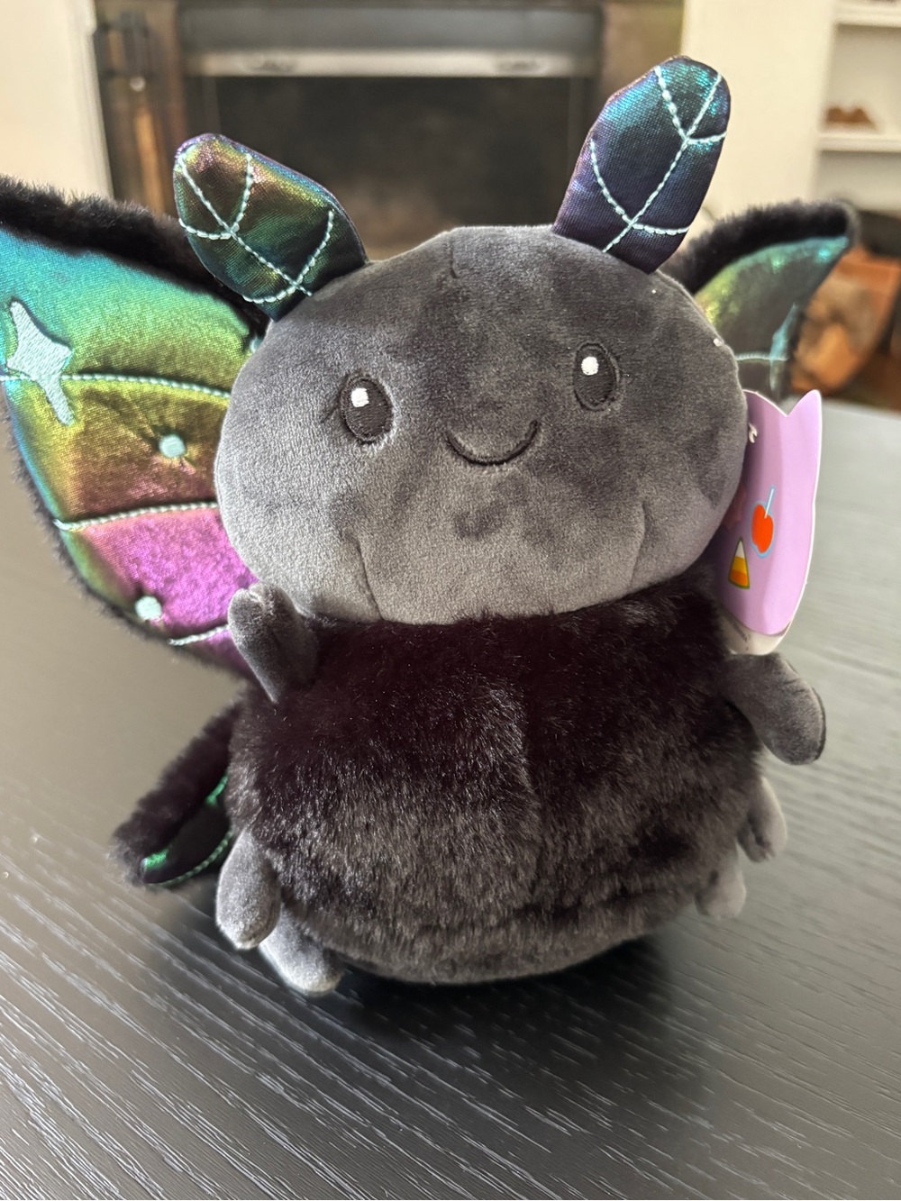 Halloween Magical Moth 7” Plush Black Rainbow Moth Stuffed Toy by Gigglescape
